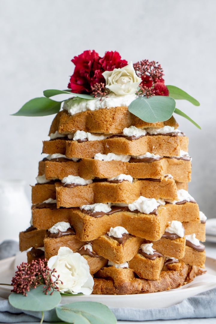 Pandoro Christmas Tree Cake with Nutella and Whipped Cream Pina Bresciani