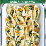 Pinterest image for stuffed pasta shells