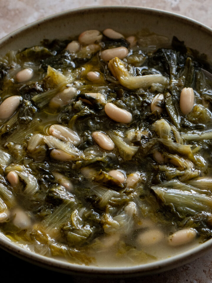 Escarole and beans in a bowl