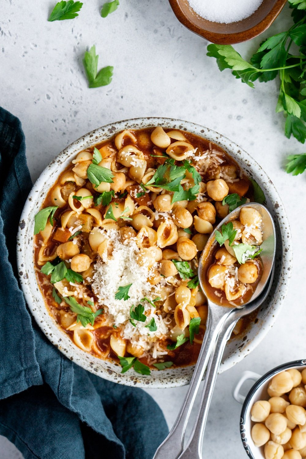 Pasta e Ceci (Italian Chickpea Soup) - Pina Bresciani