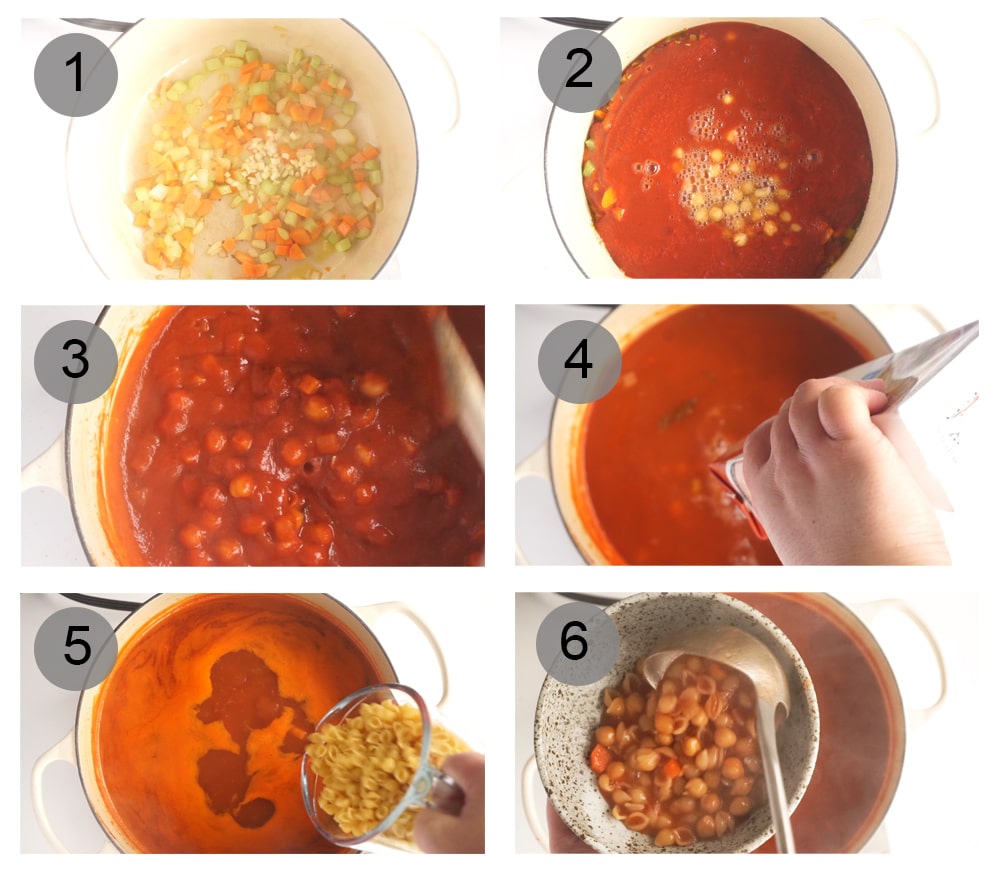 Step by step photos on how to make pasta e ceci