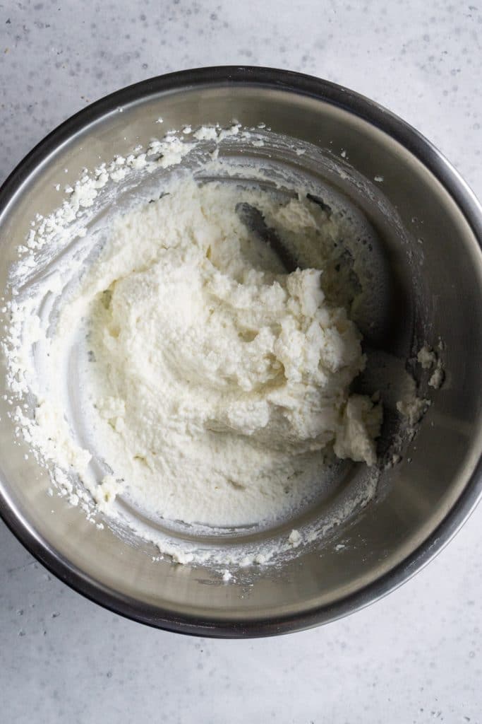 Whipped ricotta in a bowl