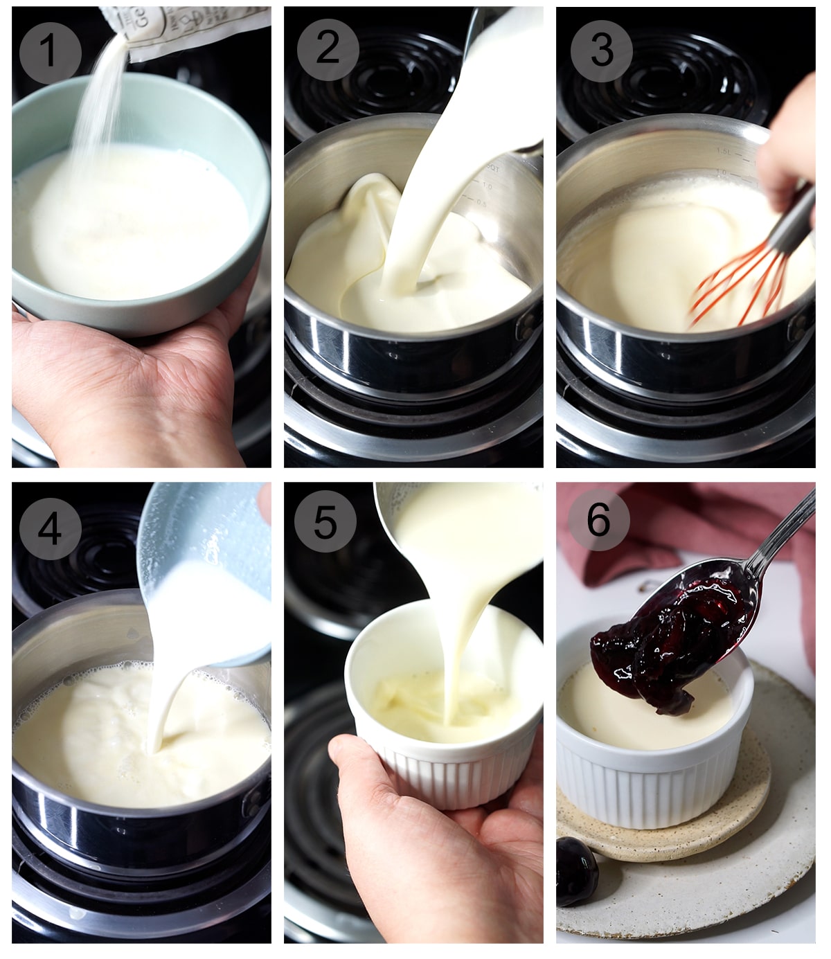 Step by step photos on how to make panna cotta