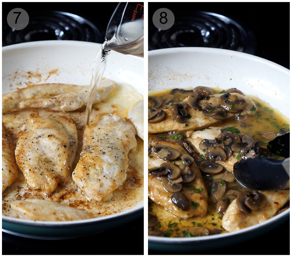 Step by step photos on how to make mushroom chicken (#7-8)