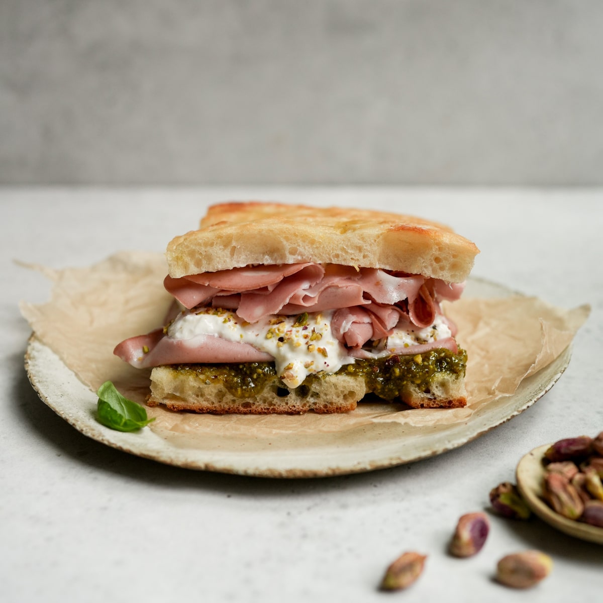 Mortadella Sandwich - With Burrata and Pistachio Pesto! - Pina Bresciani