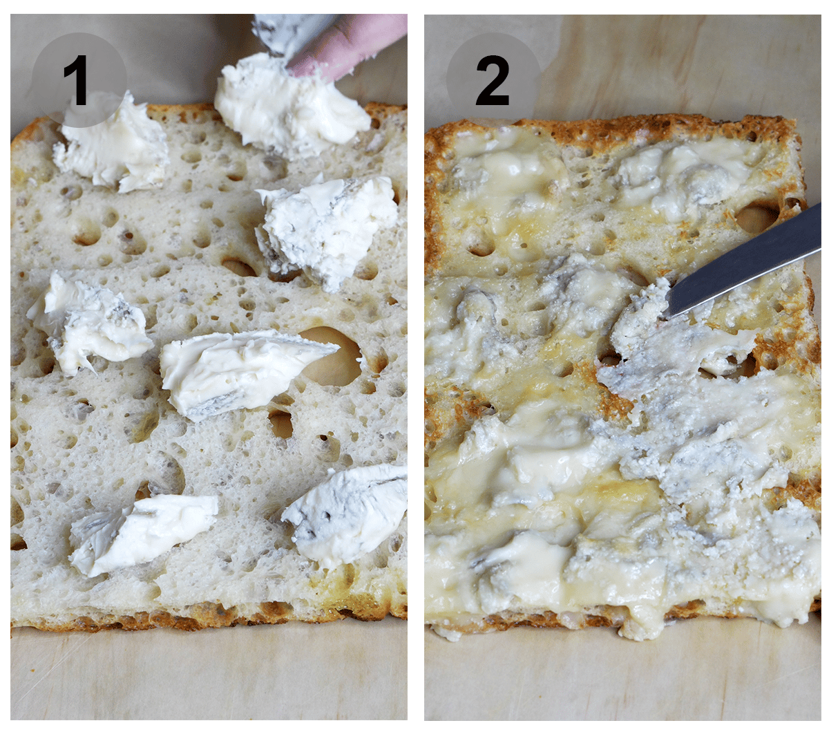 Step by step photos on how to make a porchetta panino (#1-2)