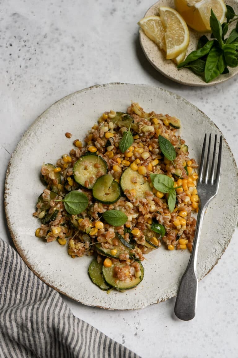 Italian Farro with Zucchini and Corn Pina Bresciani