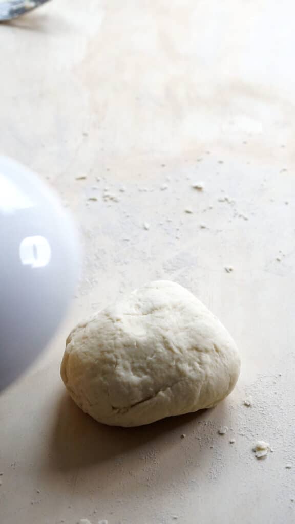 Cavatelli pasta dough ball made with semola rimacinata and water