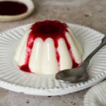 Italian panna cotta in a white dessert dish