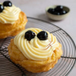 Zeppola di San Giuseppe topped with amarena cherries