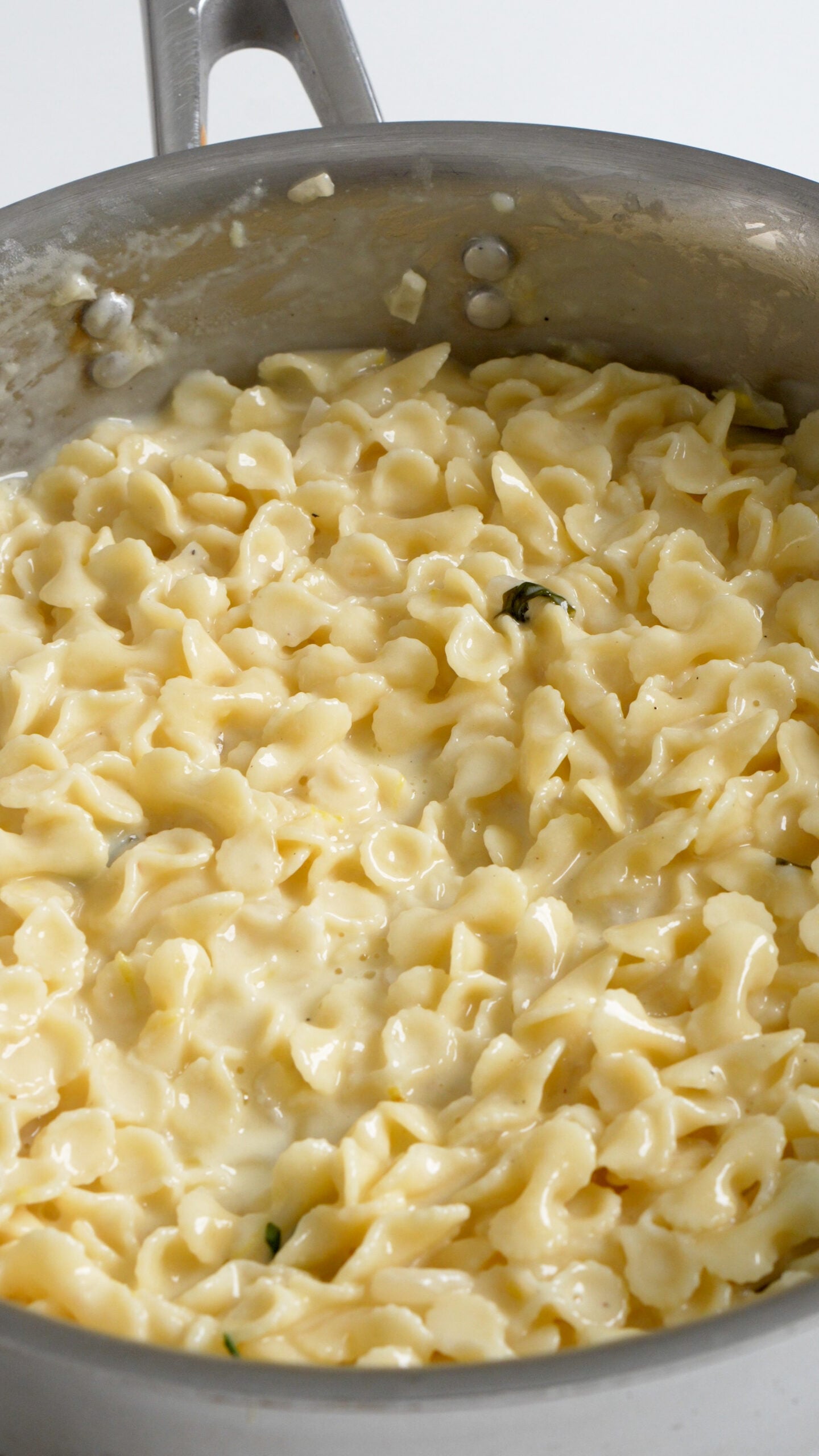 Pasta al limone in a pan